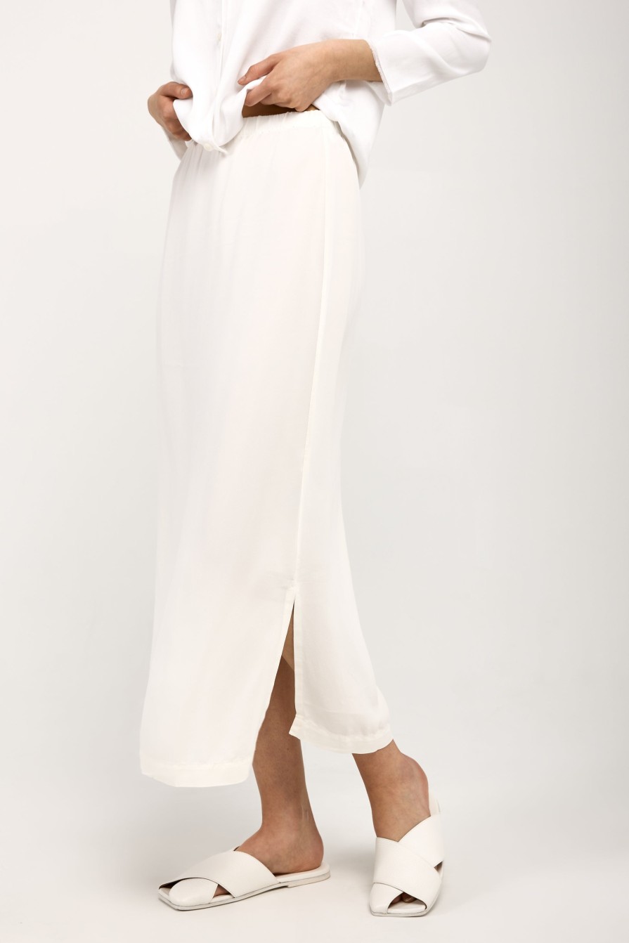 PRIVATE 0204 Silk Skirt In White | Bottoms