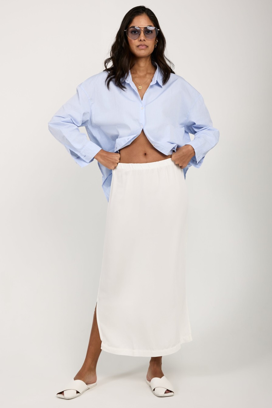 PRIVATE 0204 Silk Skirt In White | Bottoms