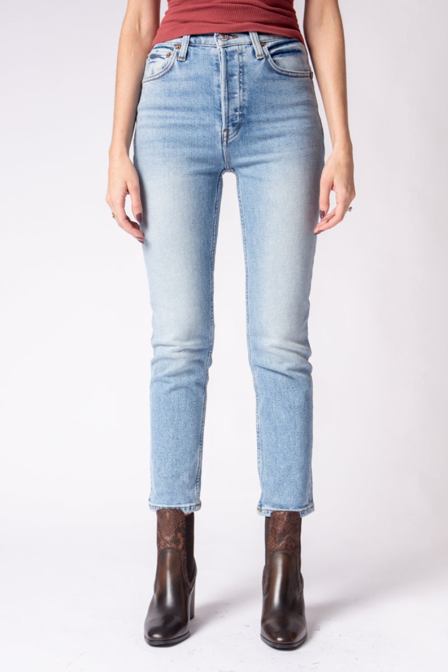 RE/DONE 90S Ankle Crop Jeans In Hazey Indigo | Re/Done - T. Boutique | Bottoms