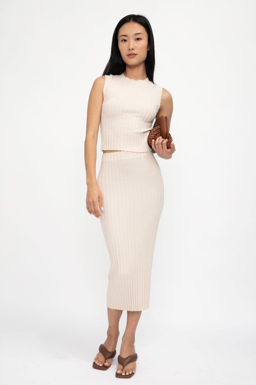 COTTON CITIZEN Capri Midi Skirt In Oatmeal | Bottoms