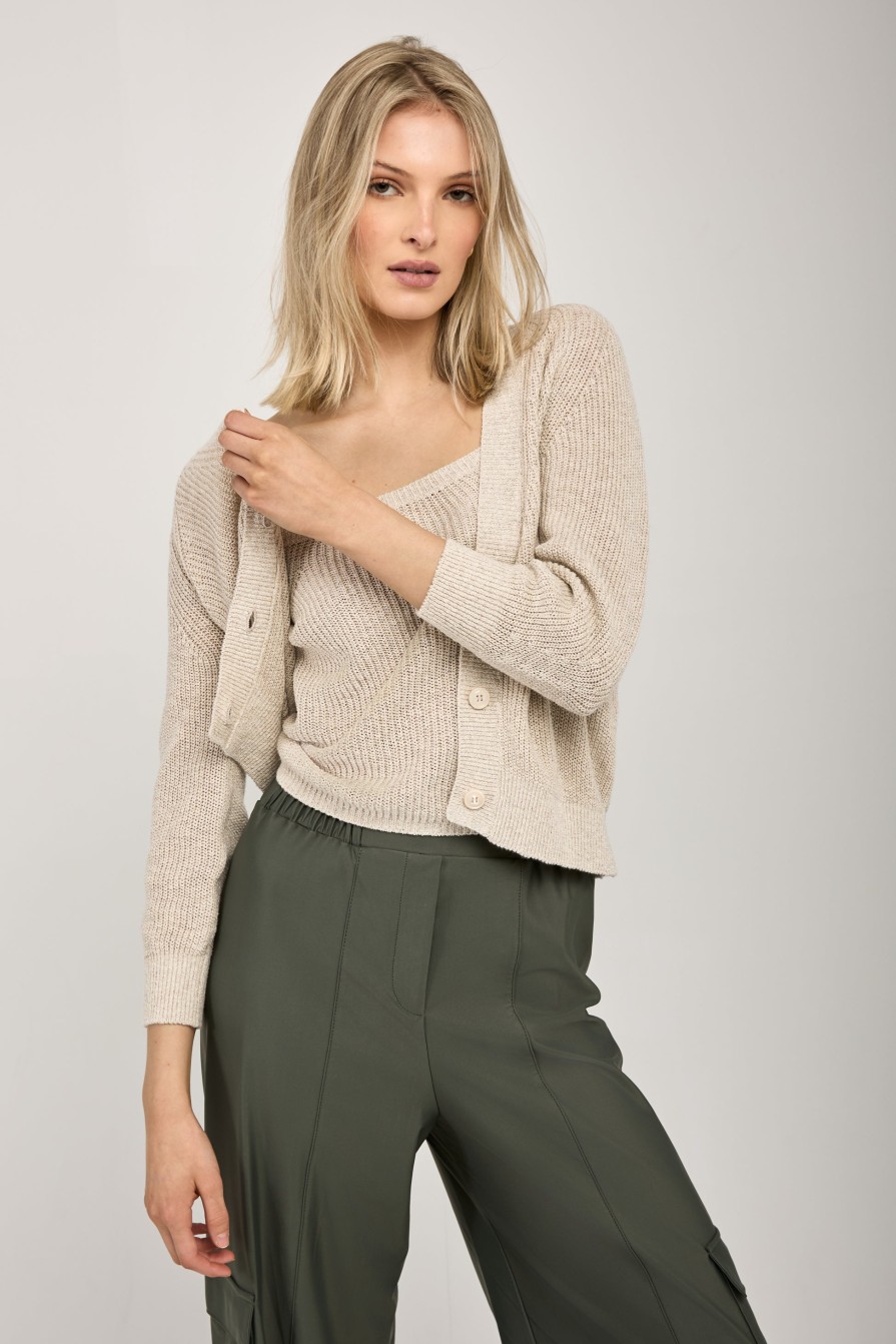 MAX MARA Tenore Knit Cardigan Twinset In Ecru | Knitwear