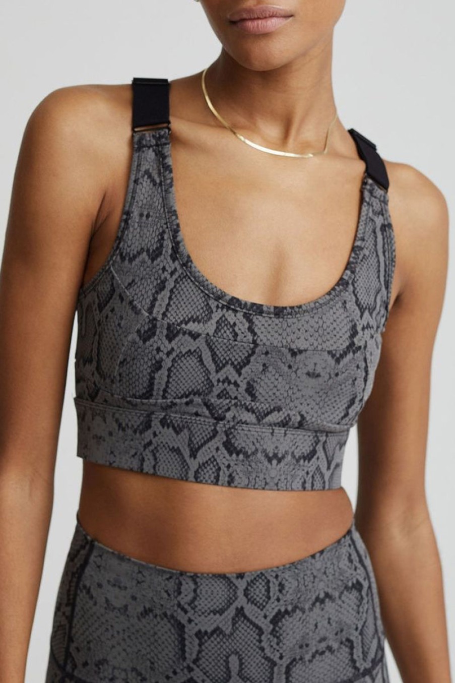 VARLEY Browse Let'S Go Edris Bra In Olive Snake | Varley - T. Boutique | Loungewear