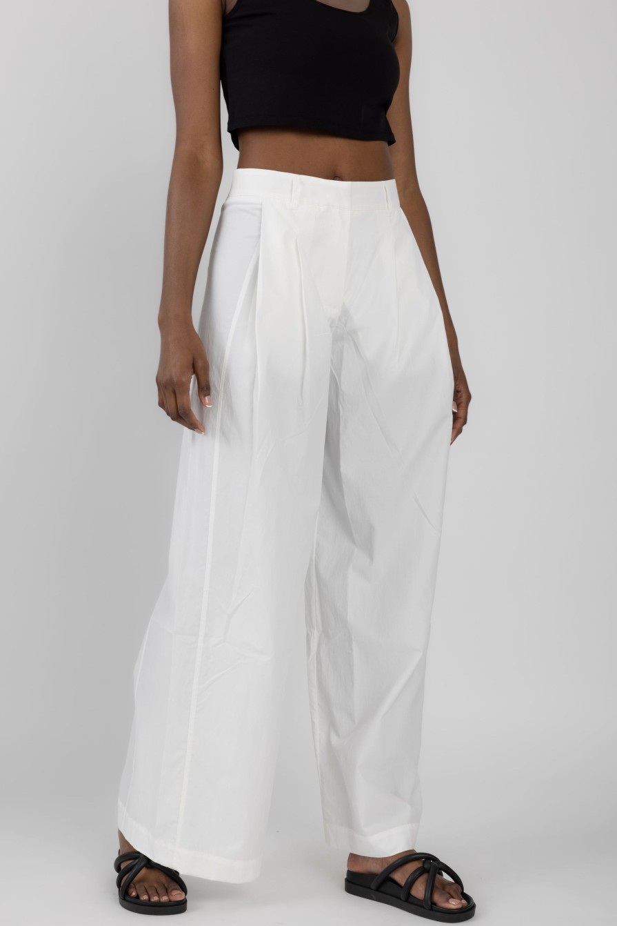 ANDREA YA'AQOV Pleated Wide Leg Pant In White | Bottoms