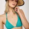 MAX MARA LEISURE Alea Bikini Bathing Suit Top In Green Lurex | Tops