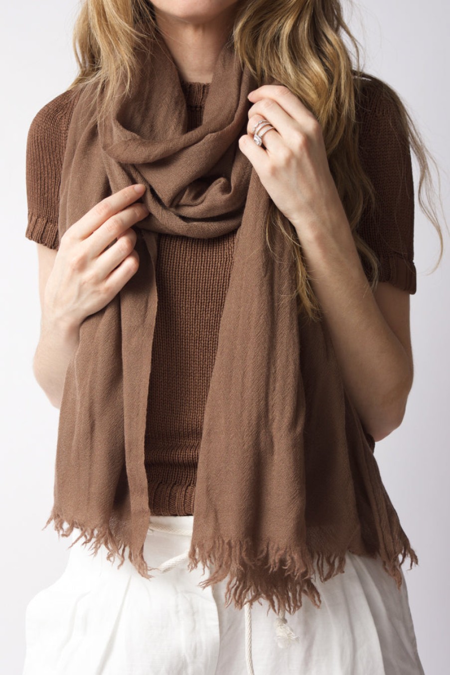 PRIVATE 0204 Open Cashmere Scarf In Cocoa | Private 0204 - T. Boutique | Scarves