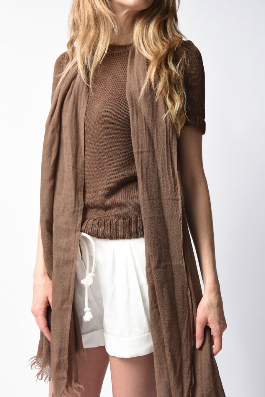 PRIVATE 0204 Open Cashmere Scarf In Cocoa | Private 0204 - T. Boutique | Scarves