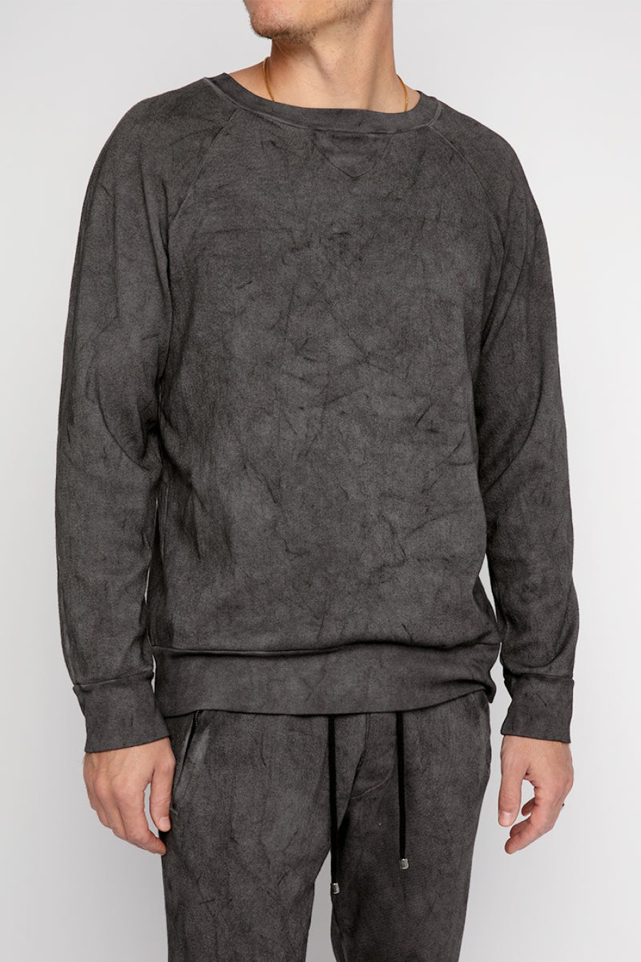 AVANT TOI Sweatshirt With Dirty Effect In Charcoal | Avant Toi - T. Boutique | Tops