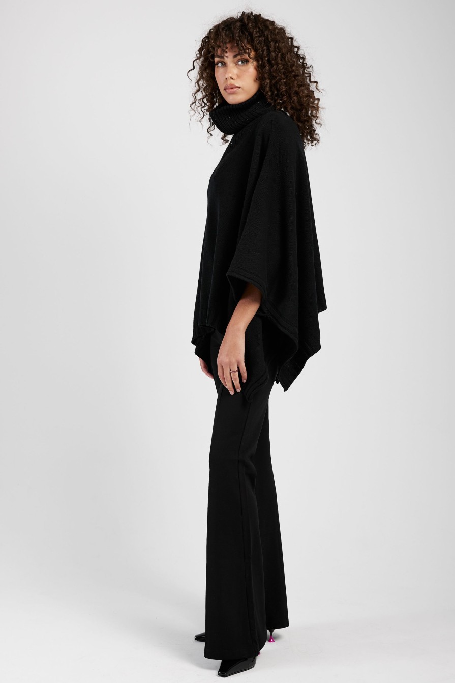 FABIANA FILIPPI High Neck Maxi Cape In Black | Jackets & Coats