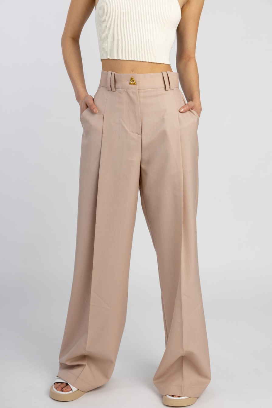 AERON Wellen Wide Leg Trouser Pant In Pale Rose | Bottoms