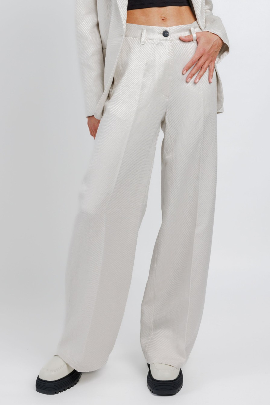 FORTE FORTE Diagonal Wide Leg Pant In Perla | Bottoms