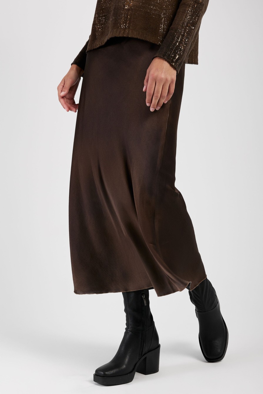 AVANT TOI Silk Midi Skirt In Sughero | Bottoms