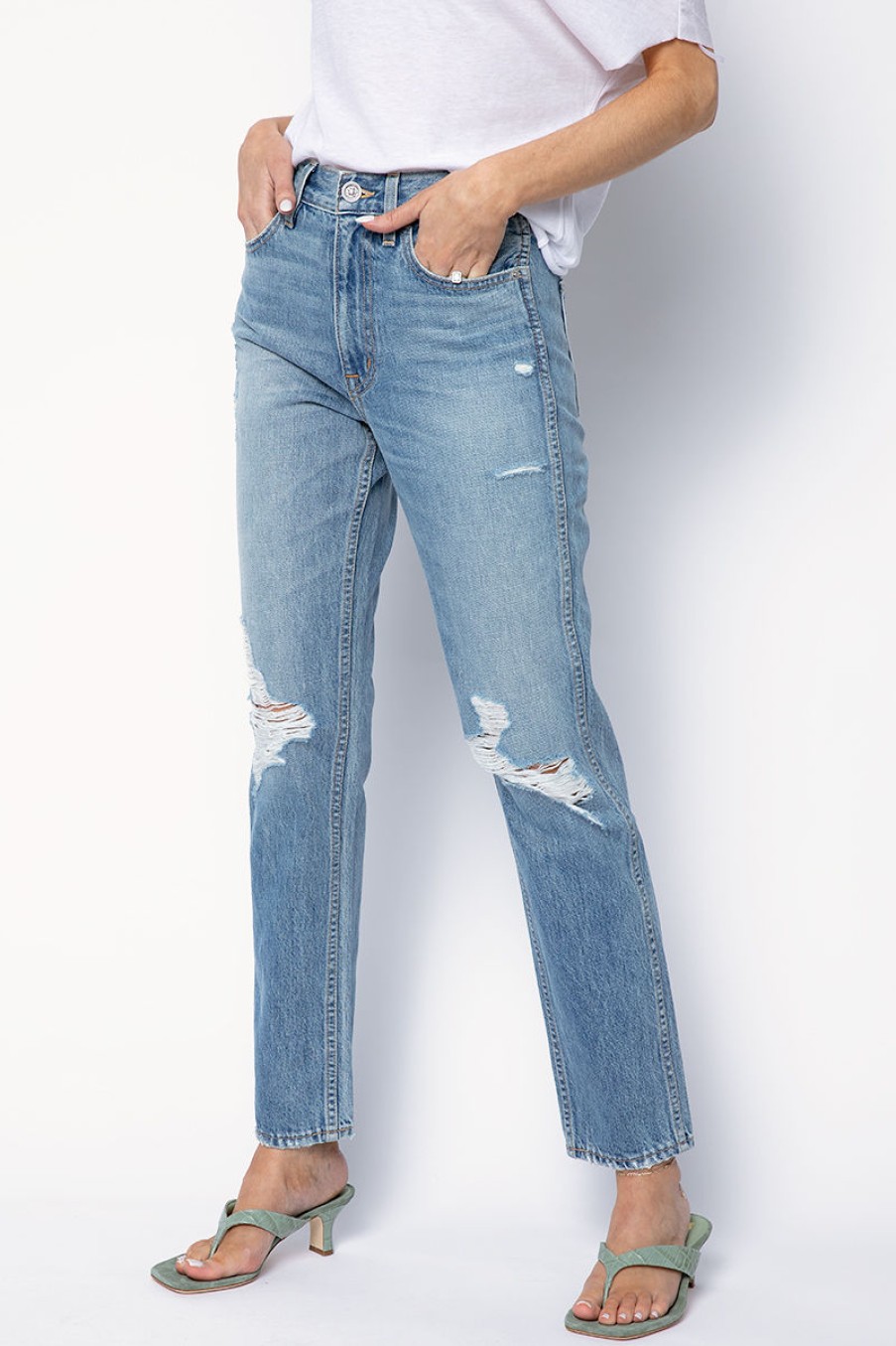 SLVRLAKE Virginia Slim Jeans In Rolling Waters | Slvrlake - T. Boutique | Bottoms