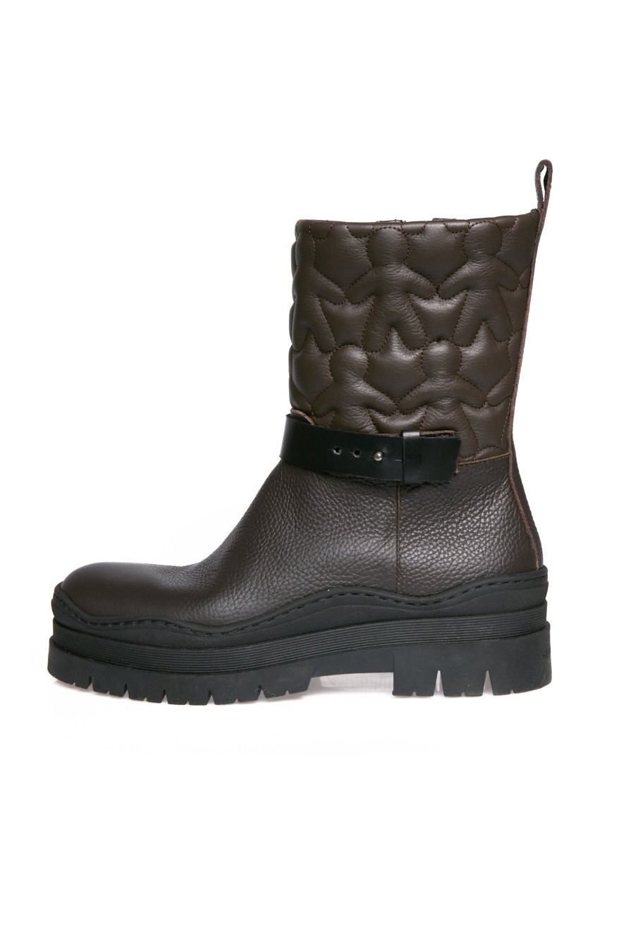 HENRY BEGUELIN Vegetal Wash Leather Boot With Omino Trapuntato In Moro | Boots