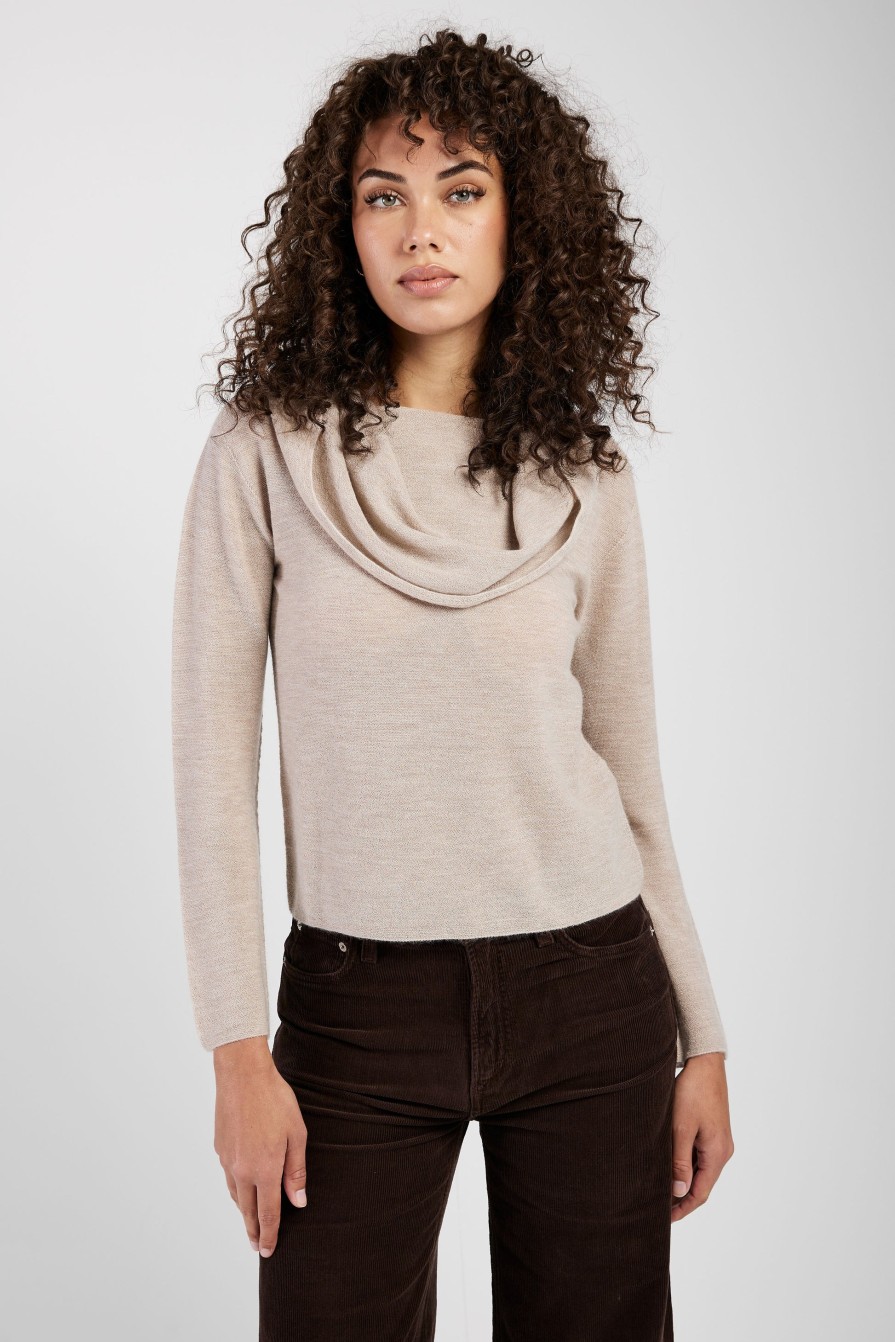 GENTRYPORTOFINO Cowl Neck Cashmere Sweater In Beige | Knitwear