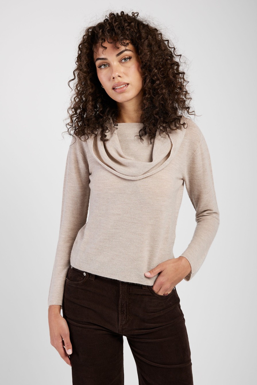 GENTRYPORTOFINO Cowl Neck Cashmere Sweater In Beige | Knitwear