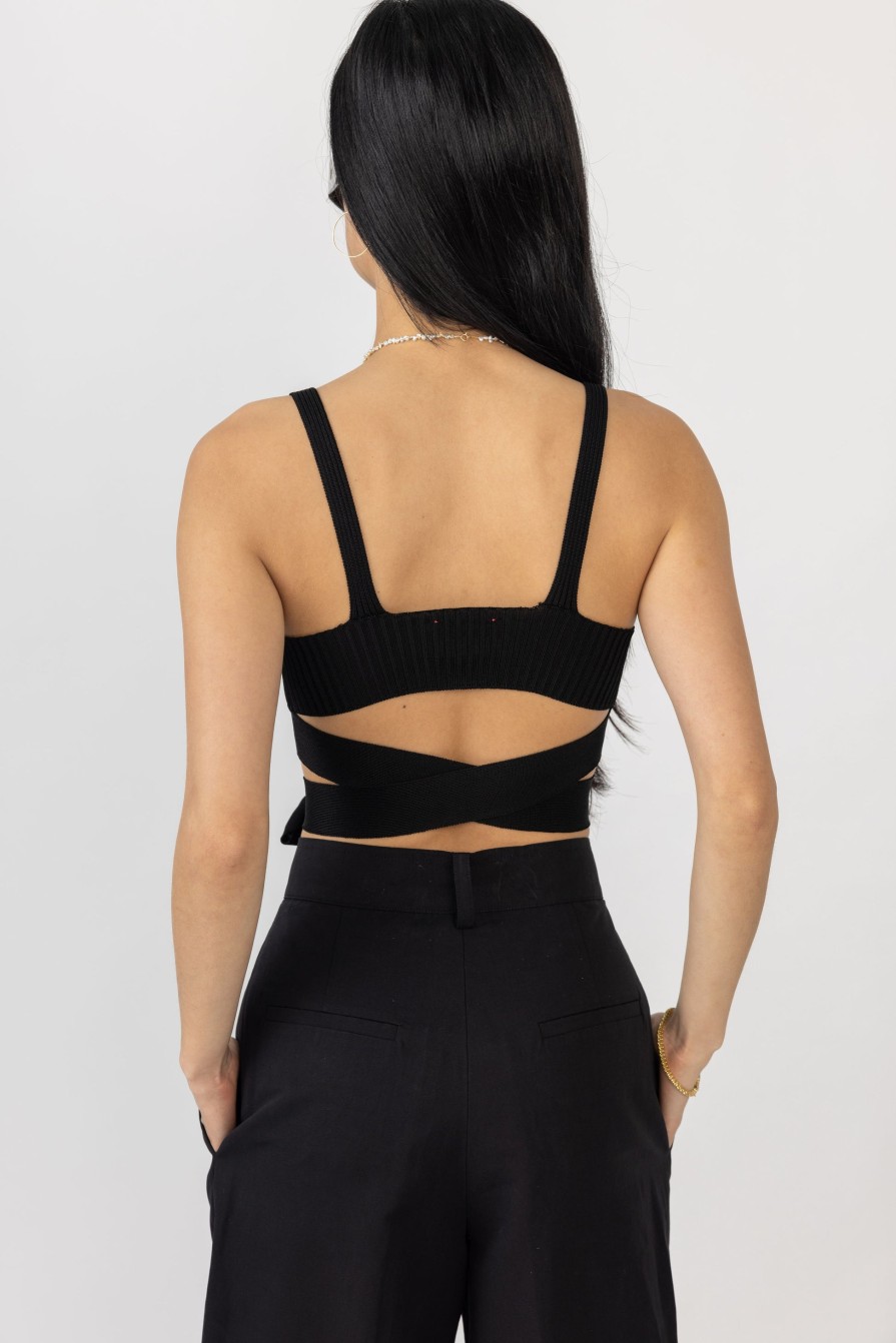 FORTE FORTE Sustainable Viscose Bralette In Black | Knitwear