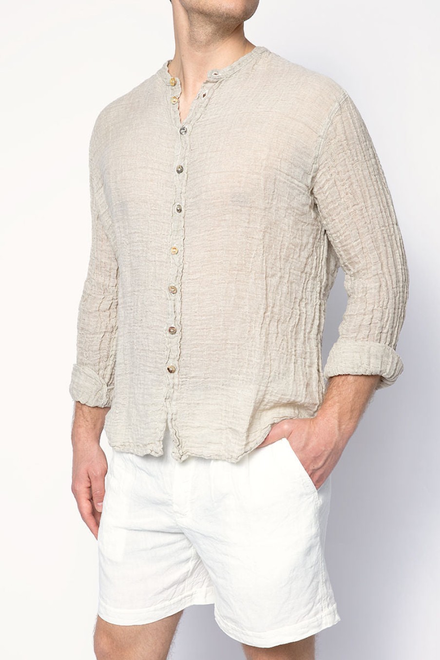 LA BOTTEGA DI BRUNELLA Marco Brushed Shirt In Naturale | La Bottega Di Brunella - T. Boutique | Tops