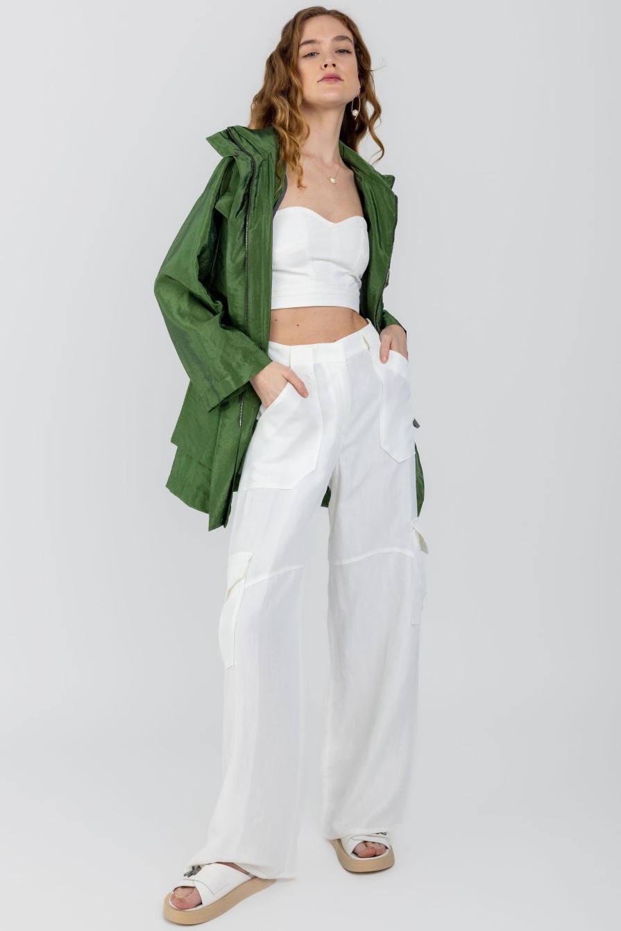 FABIANA FILIPPI Cool Wool Cargo Trouser Pant In Raffia | Bottoms