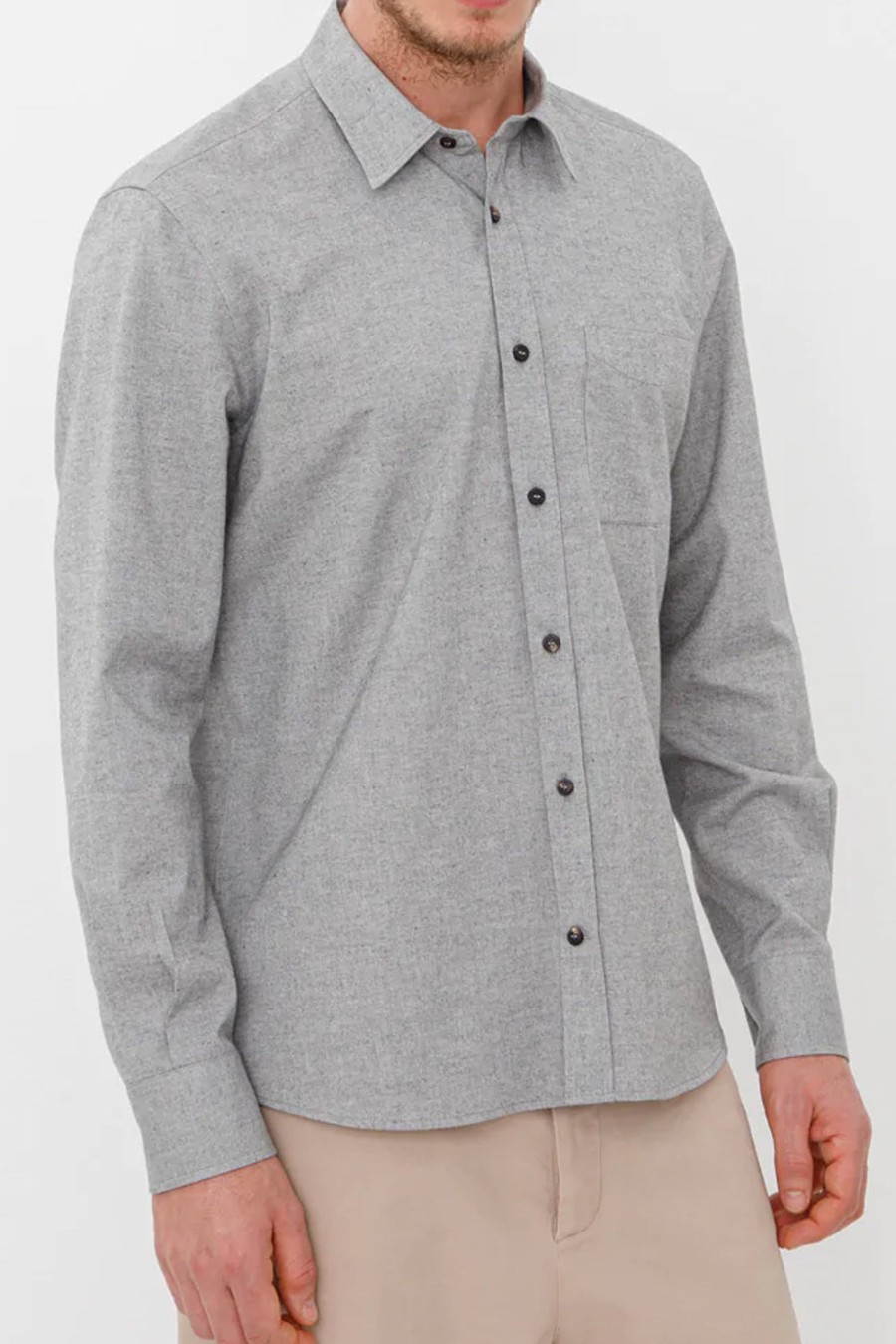 PESERICO Sporty Flannel Shirt In Slate | Tops