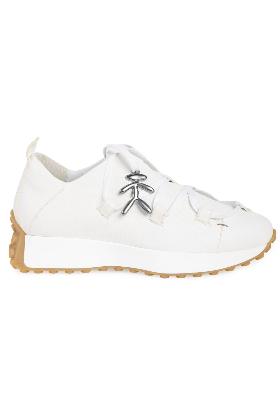 HENRY BEGUELIN Old Iron Leather Sneaker In Bianco | Flats