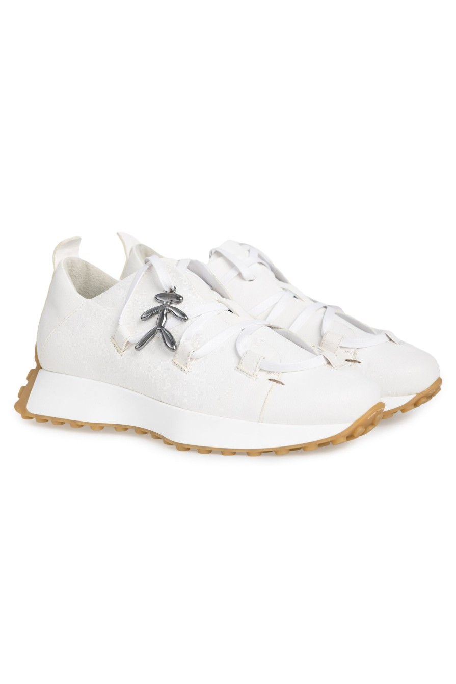 HENRY BEGUELIN Old Iron Leather Sneaker In Bianco | Flats