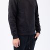 FRAME Long Sleeve Raw Edge Service Crew In Faded Noir | Frame- T. Boutique | Tops