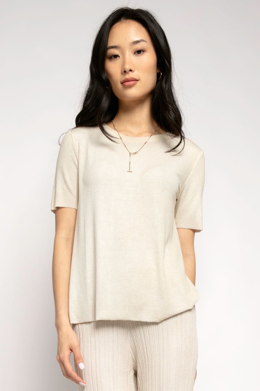 AVANT TOI Ribbed Short Sleeve Top In Burro | Loungewear