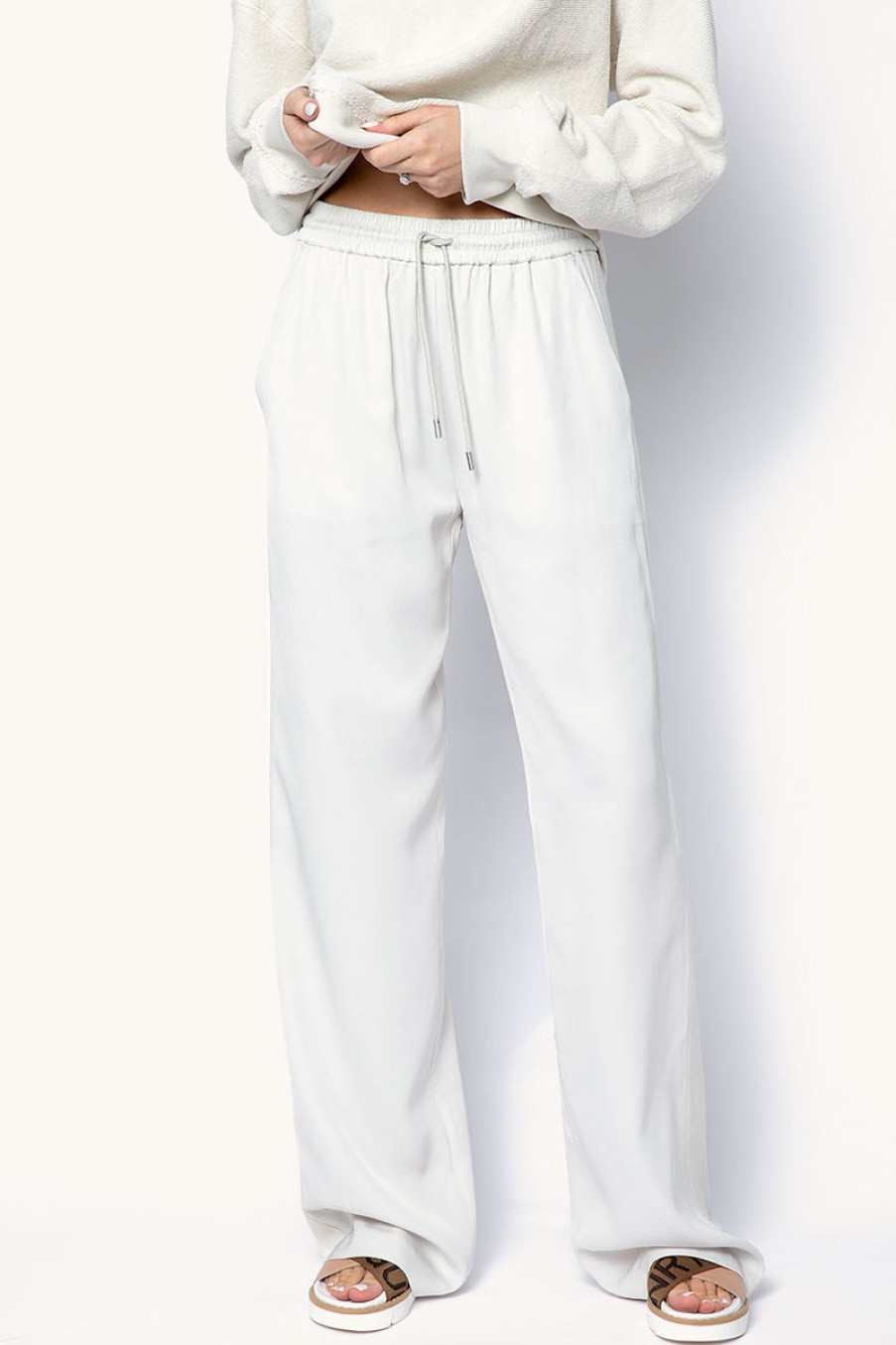 ATM Buy Viscose Twill Pull-On Pant In Gesso | Atm - T. Boutique | Bottoms