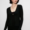 L'AGENCE Juno Cardigan With Chain Detail In Black | Knitwear