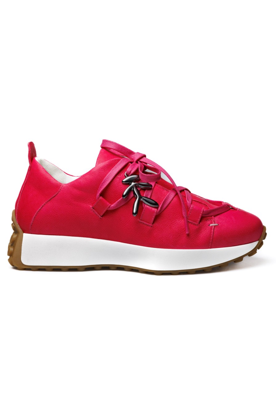 HENRY BEGUELIN Old Iron Leather Sneaker In Fuxia | Flats