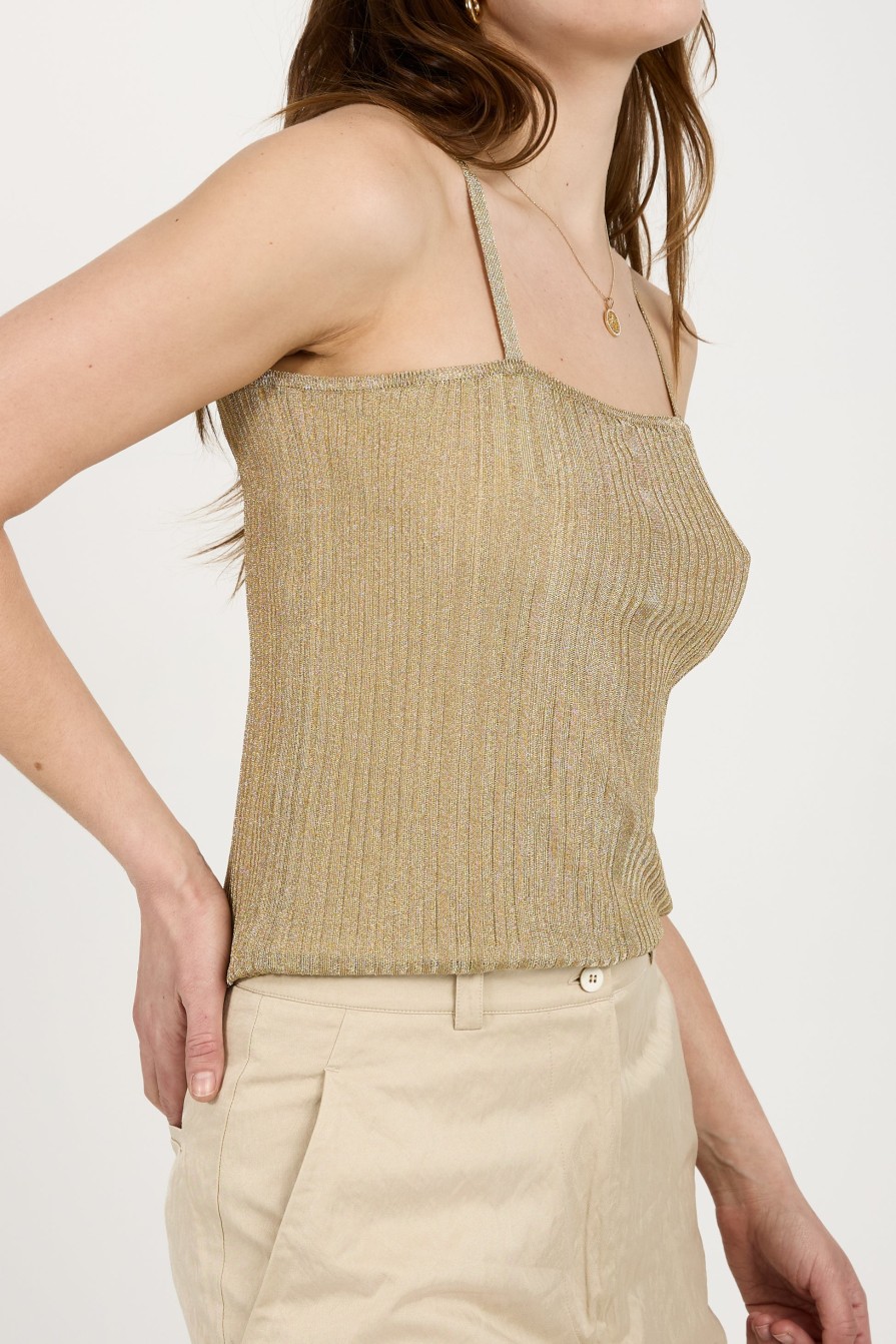 GENTRYPORTOFINO Knit Tank Top In Oro | Tops