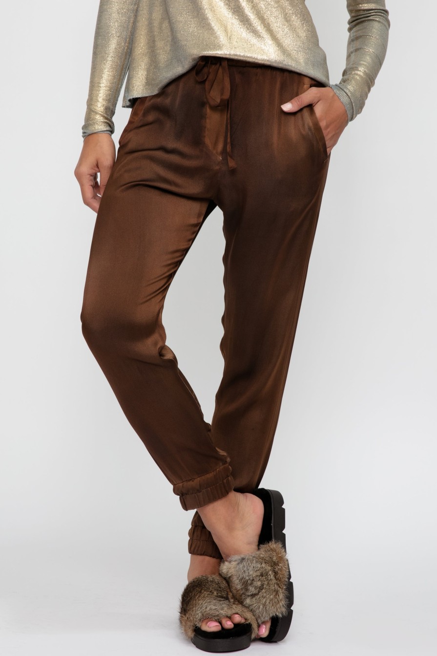 AVANT TOI Hand Painted Silk Jogging Pant In Cioccolato | Bottoms