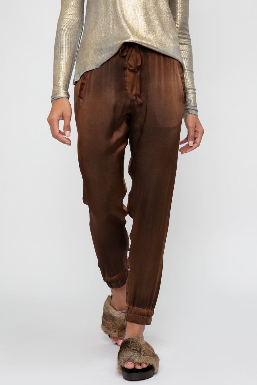 AVANT TOI Hand Painted Silk Jogging Pant In Cioccolato | Bottoms