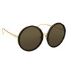 LINDA FARROW Kew Round Sunglasses In Black | Eyewear