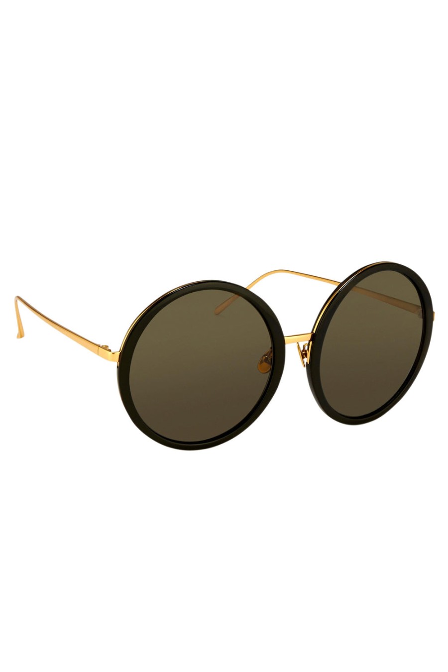 LINDA FARROW Kew Round Sunglasses In Black | Eyewear