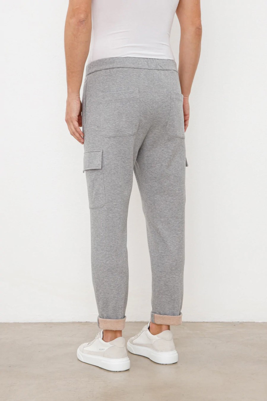 PESERICO Cotton Fleece Cargo Jogger Trouser In Slate | Bottoms