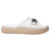 HENRY BEGUELIN Old Iron Leather Slides In Bianco | Flats