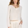 PRIVATE 0204 Airy Summer Cashmere V-Neck Top In White | Knitwear