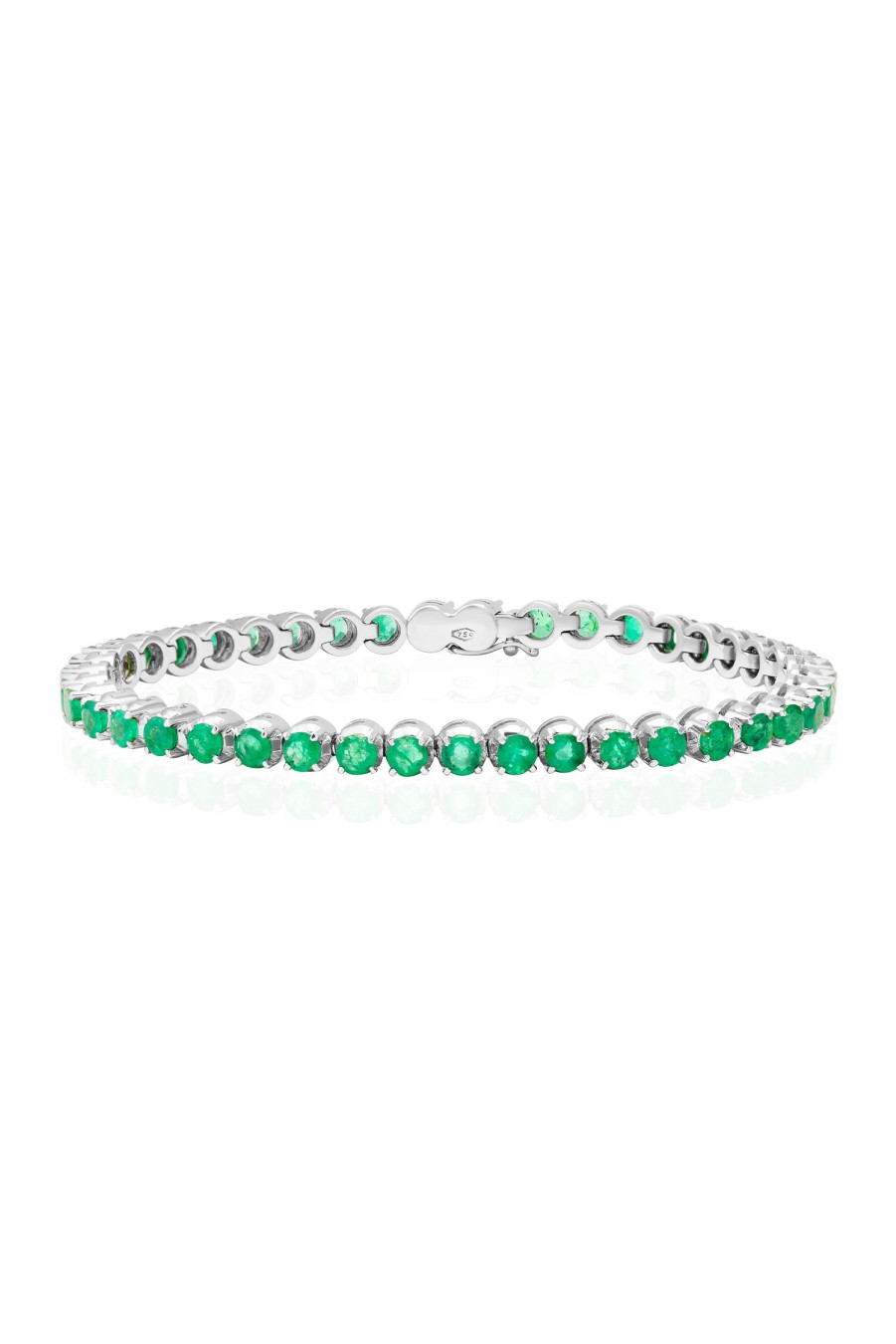 VELINA Emerald Tennis Bracelet In 18K White Gold | Jewelry