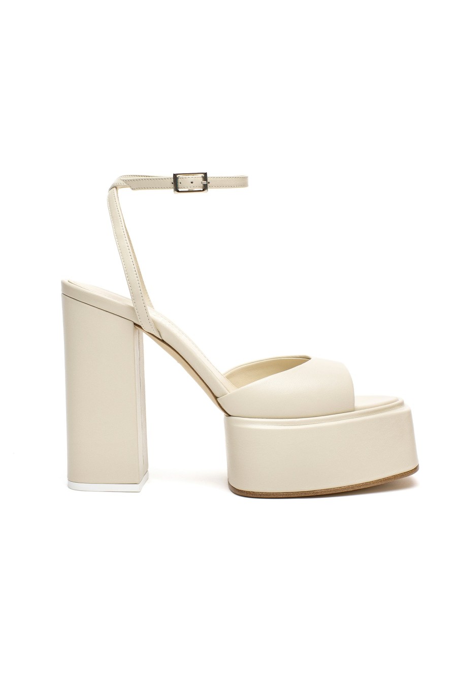 3JUIN Beth Leather Platform Heels In Pulp Milk | Heels