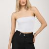 PESERICO Cotton Knit Bustier Top In White With Silver Lurex | Tops