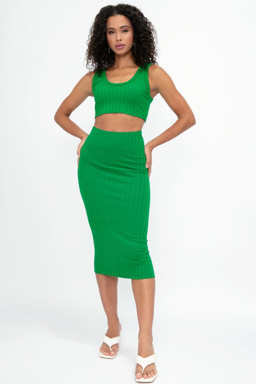 COTTON CITIZEN Capri Midi Skirt In Kelly Green | Bottoms