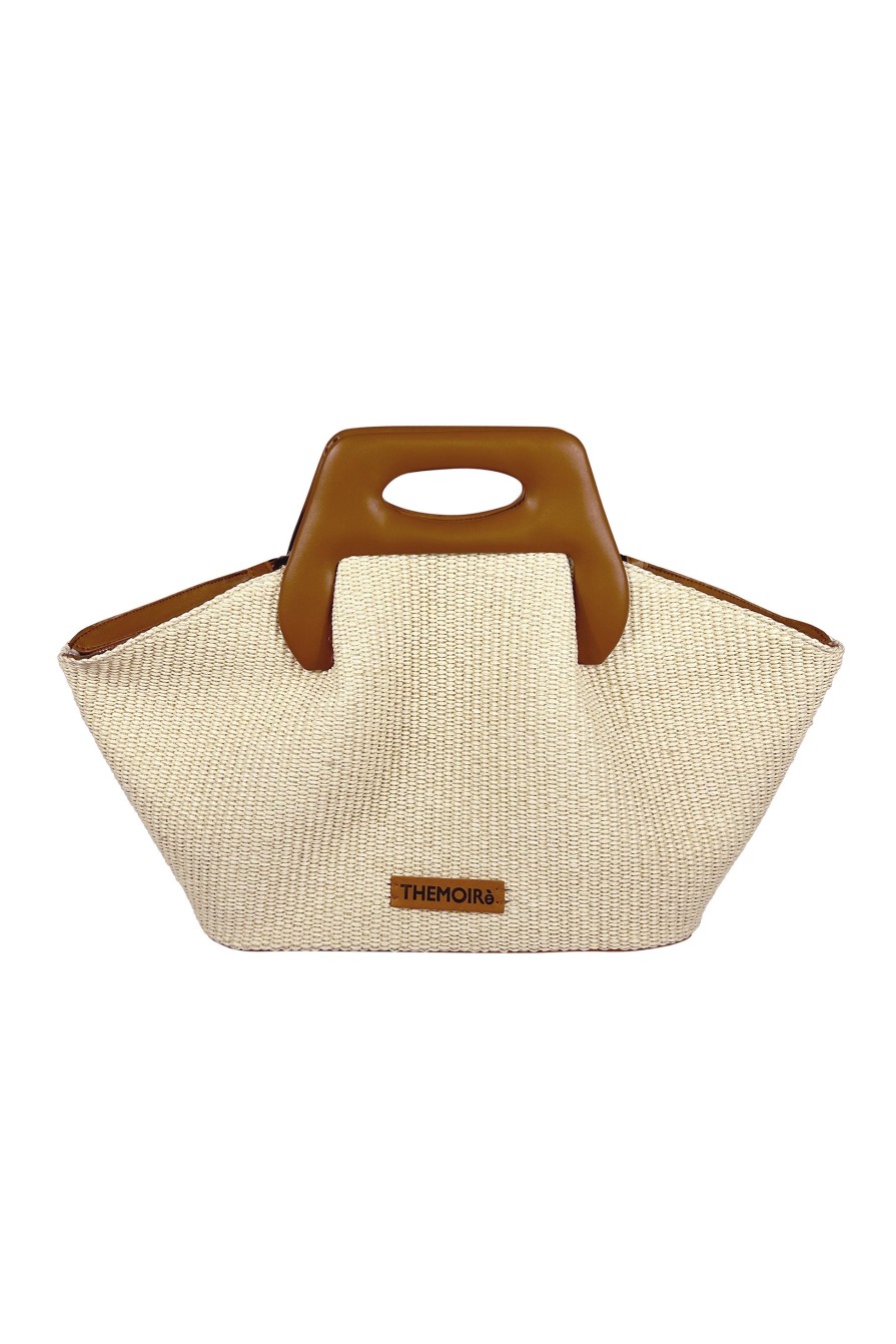 THEMOIRè Dhea Straw Tote Bag In Shell And Caramel | Bags