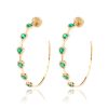 L.A. STEIN Diamond Emerald Hoops In 18K Yellow Gold | Jewelry