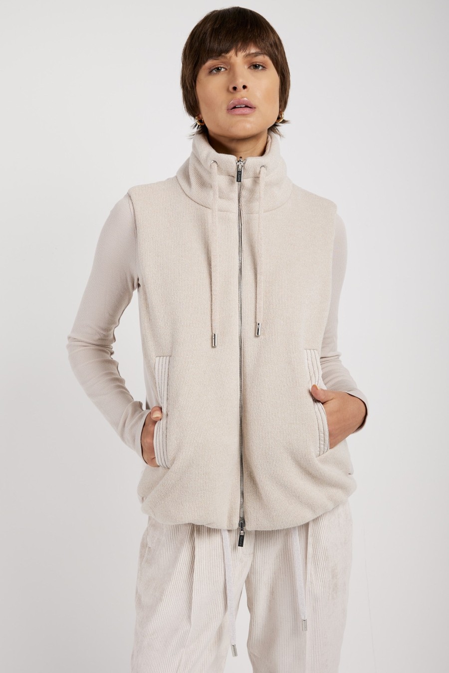 PESERICO Reversible Padded Vest In Marble Dust | The Gift Shop