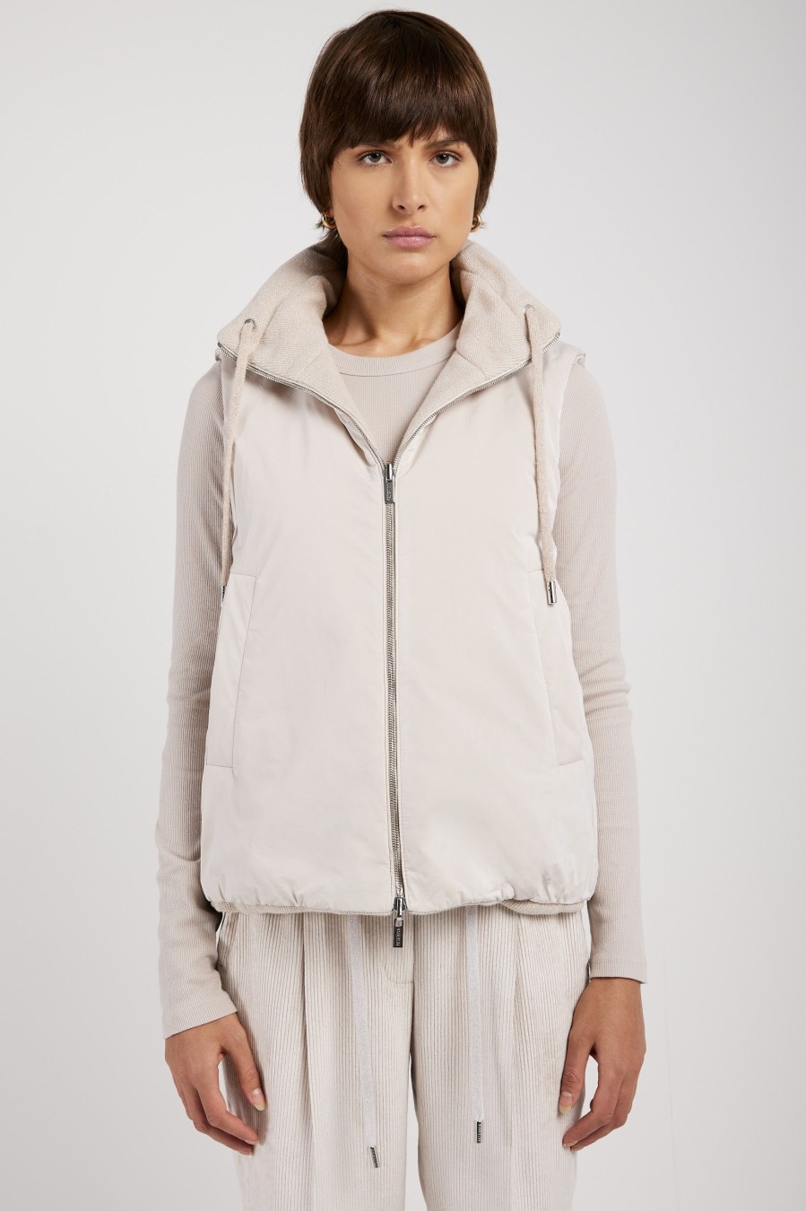 PESERICO Reversible Padded Vest In Marble Dust | The Gift Shop