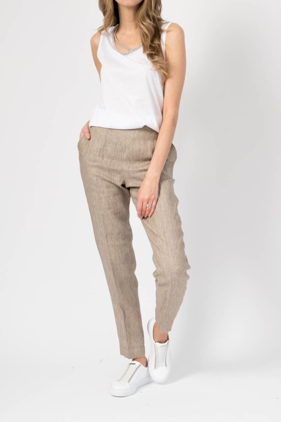 FABIANA FILIPPI Linen Pull On Pants In Natural | Fabiana Filippi - T. Boutique | Bottoms