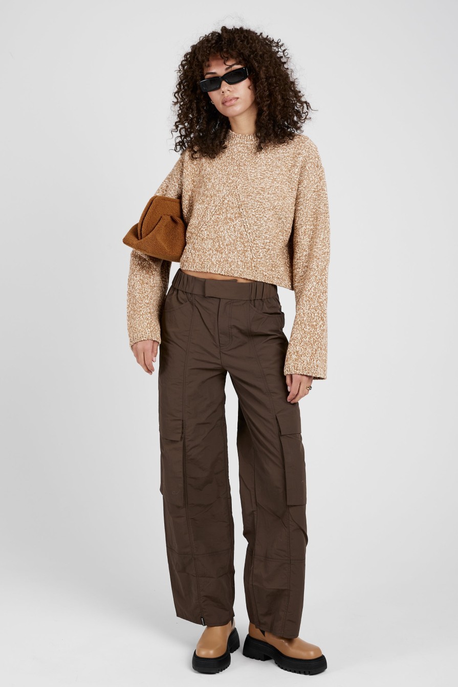 AERON Randall Cropped Sweater In Marzipan | Knitwear