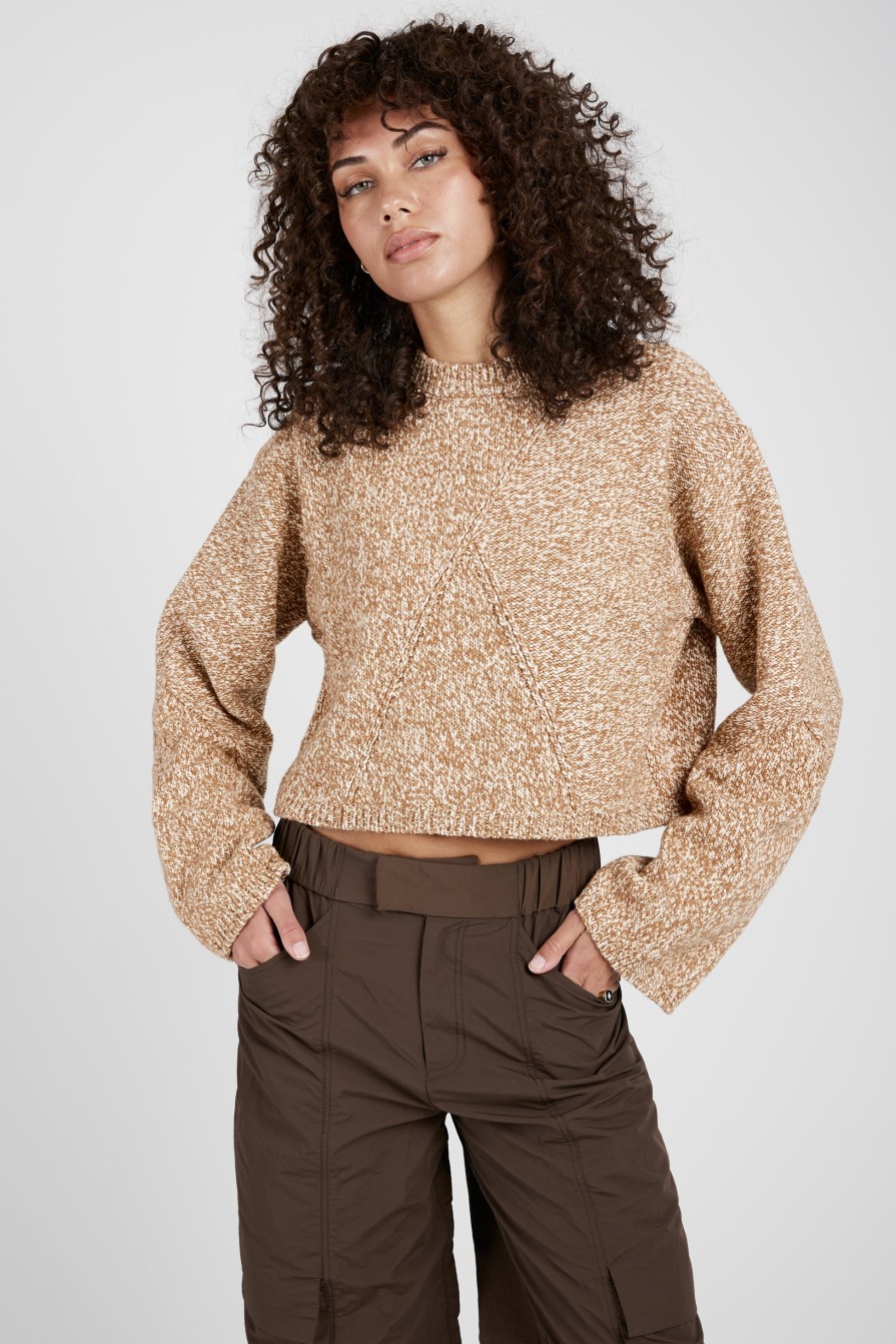 AERON Randall Cropped Sweater In Marzipan | Knitwear