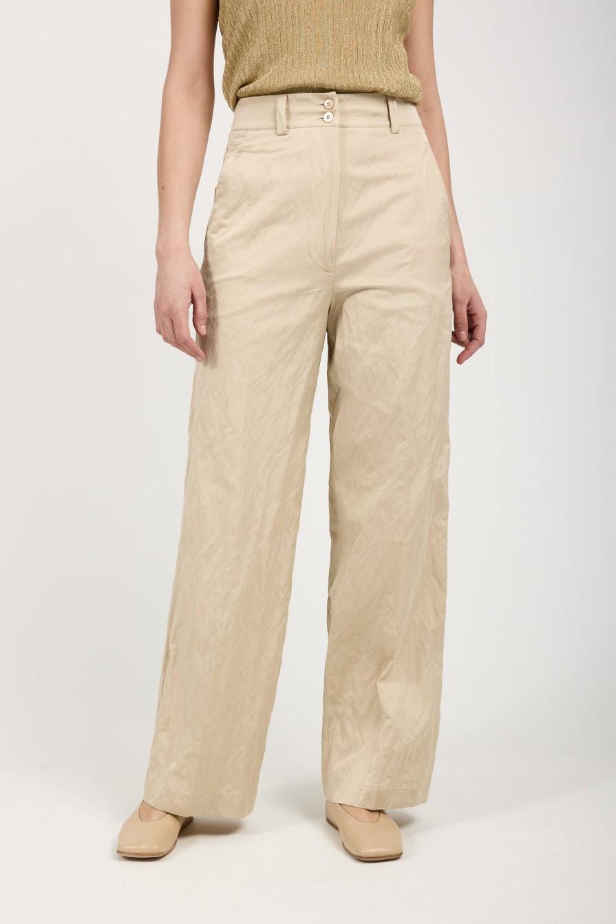 GENTRYPORTOFINO Woven Trouser Pant In Beige | Bottoms